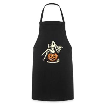 Seductive Ghost Funny Halloween Design - Cooking Apron - black - Front - AI Model Male 185 dark (185cm)
