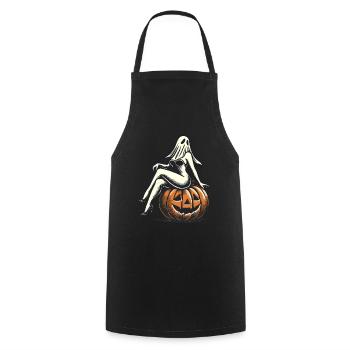 Seductive Ghost Funny Halloween Design - Cooking Apron - black - Front - AI Model Male 185 dark (185cm)