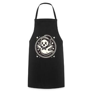 Funny Magician Ghost Cute Halloween - Cooking Apron - black - Front - AI Model Male 185 dark (185cm)