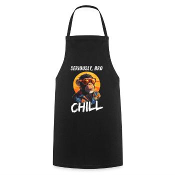 Seriously Bro Chill Affe Zocker Sonnenuntergang - Kochschürze - Schwarz - Vorne - AI Model Male 185 dark (185cm)