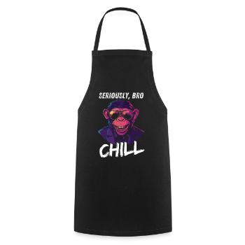 Sérieusement Bro Chill Monkey Smile Meme Design - Tablier de cuisine - noir - Devant - AI Model Male 185 dark (185cm)
