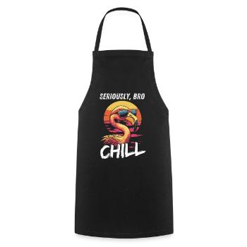 Seriously Bro Chill Flamingo Meme Design - Tablier de cuisine - noir - Devant - AI Model Male 185 dark (185cm)