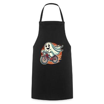 Bicycle Riding Ghost Funny Ghost - Cooking Apron - black - Front - AI Model Male 185 dark (185cm)