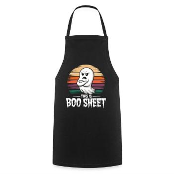 Boo Sheet Ghost Shirt pour Halloween - Tablier de cuisine - noir - Devant - AI Model Male 185 dark (185cm)