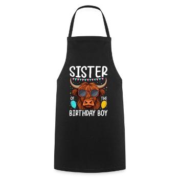 Sœur Du Garçon D’anniversaire - Tablier de cuisine - noir - Devant - AI Model Male 185 dark (185cm)