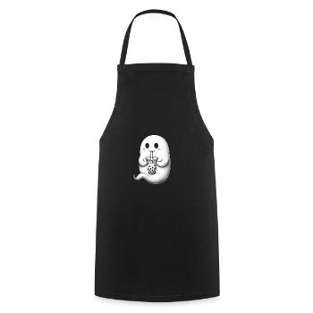 Geist trinkt Bubble Tea - Kochschürze - Schwarz - Vorne - AI Model Male 185 dark (185cm)