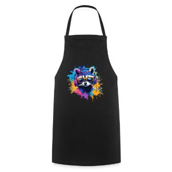 Colorful Gambler Raccoon with Gaming Headphones - Cooking Apron - black - Front - AI Model Male 185 dark (185cm)