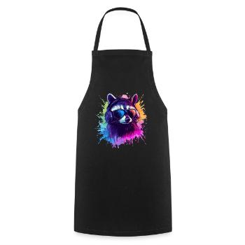 Gambler Raccoon with Headphones – Cool Design - Cooking Apron - black - Front - AI Model Male 185 dark (185cm)