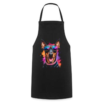 Doberman Sunglasses Dog Funny Design Print - Cooking Apron - black - Front - AI Model Male 185 dark (185cm)