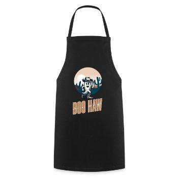 Funny Cowboy Ghost Says Boo Haw Halloween - Cooking Apron - black - Front - AI Model Male 185 dark (185cm)