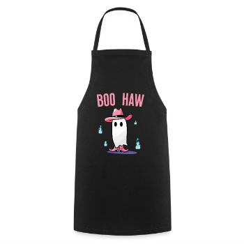 Cute Cowboy Ghost Says Boo Haw - Cooking Apron - black - Front - AI Model Male 185 dark (185cm)