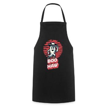 Funny Cowboy Ghost Says Boo Haw Costume Idea - Cooking Apron - black - Front - AI Model Male 185 dark (185cm)