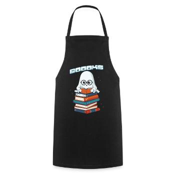 Cute Book Lover Ghost Funny Saying - Cooking Apron - black - Front - AI Model Male 185 dark (185cm)