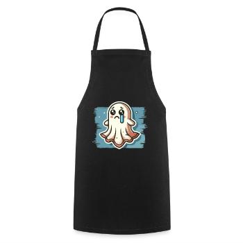 Sad Ghost Cute Weeping Ghosts - Cooking Apron - black - Front - AI Model Male 185 dark (185cm)