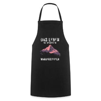 Life better - In hiking boots Hiking Outdoor - Cooking Apron - black - Front - AI Model Male 185 dark (185cm)