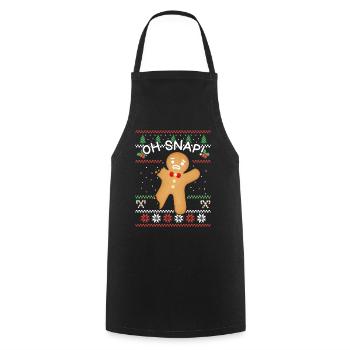 Oh Snap Lebkuchenmann Weihnachts-Backoutfit - Kochschürze - Schwarz - Vorne - AI Model Male 185 dark (185cm)