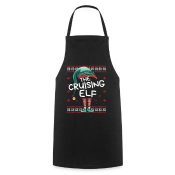 Cruising Elf Funny Christmas Outfit for Family - Cooking Apron - black - Front - AI Model Male 185 dark (185cm)