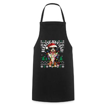 Bernese Navidad Weihnachts-Bernese-Mountain-Dog - Kochschürze - Schwarz - Vorne - AI Model Male 185 dark (185cm)