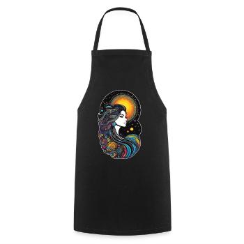 Déesse cosmique de la création - Tablier de cuisine - noir - Devant - AI Model Male 185 dark (185cm)