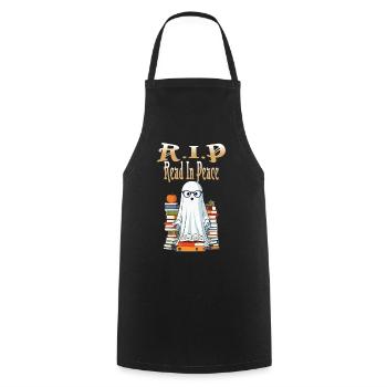 Cute Book Lover Ghost Halloween - Cooking Apron - black - Front - AI Model Male 185 dark (185cm)