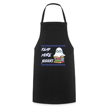 Cute Book Lover Ghost Funny Saying - Cooking Apron - black - Front - AI Model Male 185 dark (185cm)