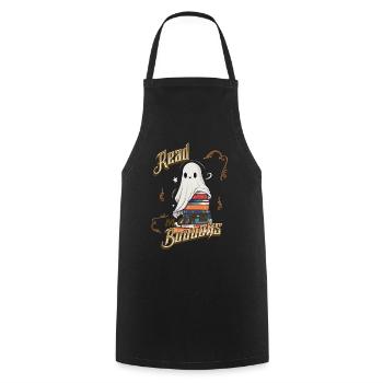 ScaryCute Book Lover Ghost Funny - Cooking Apron - black - Front - AI Model Male 185 dark (185cm)