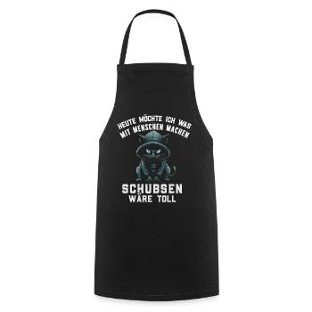 Cat, Irony, Funny, Work, Funny, Sarcasm, Antisocial - Cooking Apron - black - Front - AI Model Male 185 dark (185cm)