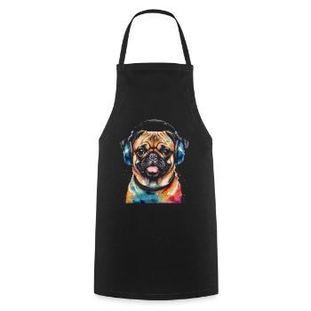 Carlin Casque Chien Coloré Drôle Animal Design Imprimer - Tablier de cuisine - noir - Devant - AI Model Male 185 dark (185cm)