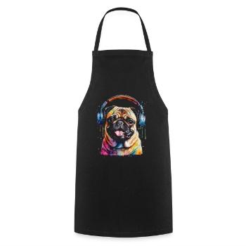 Carlin Casque Chien Coloré Drôle Animal Design Imprimer - Tablier de cuisine - noir - Devant - AI Model Male 185 dark (185cm)