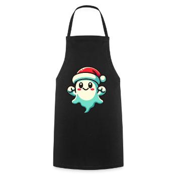 Cute Christmas Ghost Funny Halloween - Cooking Apron - black - Front - AI Model Male 185 dark (185cm)