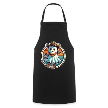 Cowboy fantôme drôle Halloween design - Tablier de cuisine - noir - Devant - AI Model Male 185 dark (185cm)