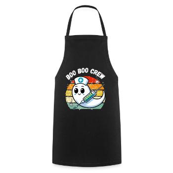Halloween Boo Boo Crew Fantôme Infirmière Fun - Tablier de cuisine - noir - Devant - AI Model Male 185 dark (185cm)