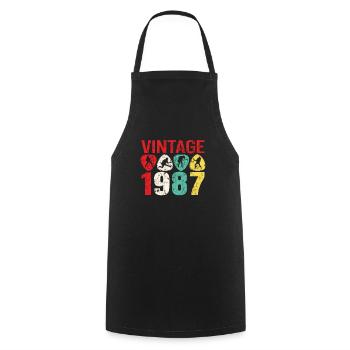 1987 Geburtstag Rock n Roll Vintage - Kochschürze - Schwarz - Vorne - AI Model Male 185 dark (185cm)