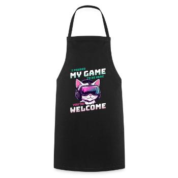 I just paused my game to be here - Cat Gaming VR - Cooking Apron - black - Front - AI Model Male 185 dark (185cm)