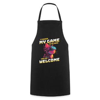 Je viens de mettre mon jeu en pause pour être ici - Sci-Fi VR Cat - Tablier de cuisine - noir - Devant - AI Model Male 185 dark (185cm)