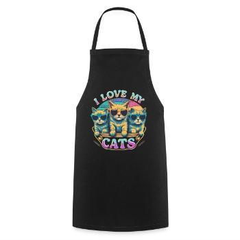I Love My Cats Cats With Sunglasses - Cooking Apron - black - Front - AI Model Male 185 dark (185cm)