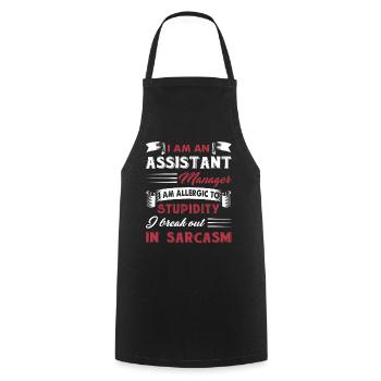 Assistant Manager Sarcastic Assistant Manager - Cooking Apron - black - Front - AI Model Male 185 dark (185cm)