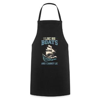 J’aime les grands bateaux et je ne peux pas mentir – voilier - Tablier de cuisine - noir - Devant - AI Model Male 185 dark (185cm)