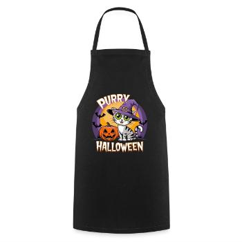 Purry Halloween Chat Sorcière Citrouille Purr Sweet - Tablier de cuisine - noir - Devant - AI Model Male 185 dark (185cm)