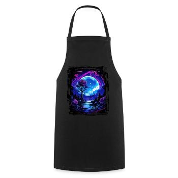 Dreamy moonlight and enchanting rose - Cooking Apron - black - Front - AI Model Male 185 dark (185cm)