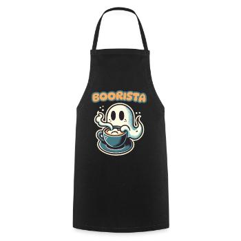 Boorista Café Drôle Disant Halloween - Tablier de cuisine - noir - Devant - AI Model Male 185 dark (185cm)