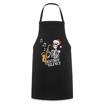 Saxophone squelette Destroy the Silence Musique - Tablier de cuisine - noir - Devant - AI Model Male 185 dark (185cm)