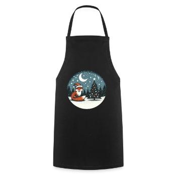 Christmas Xmas Fox Christmas Hat Snow Fun - Cooking Apron - black - Front - AI Model Male 185 dark (185cm)