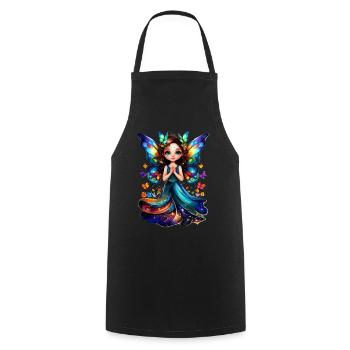 Charming Butterfly Fairy - Cooking Apron - black - Front - AI Model Male 185 dark (185cm)