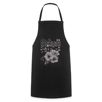 Live in Wonder Botanical Floral Art - Cooking Apron - black - Front - AI Model Male 185 dark (185cm)