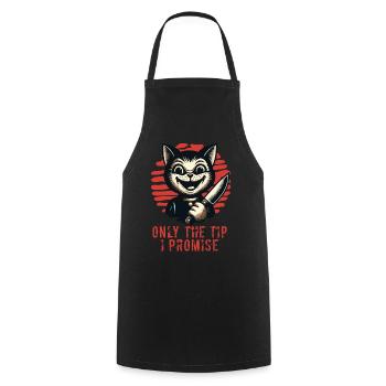 Drôle de chat ne disant que le pourboire Chat psycho - Tablier de cuisine - noir - Devant - AI Model Male 185 dark (185cm)