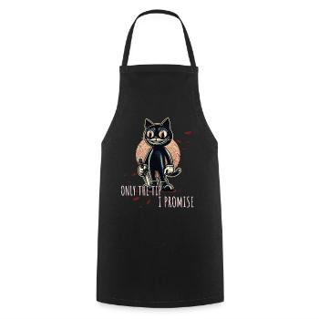 Drôle de chat ne disant que le pourboire Chat psycho - Tablier de cuisine - noir - Devant - AI Model Male 185 dark (185cm)