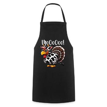 Funny Cow Turkey Thanksgiving Design - Cooking Apron - black - Front - AI Model Male 185 dark (185cm)