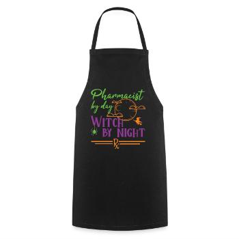 Apothecary Halloween | Witch by Night - Cooking Apron - black - Front - AI Model Male 185 dark (185cm)
