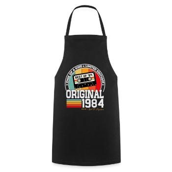 Original 1984 Vintage Cadeau d’anniversaire Rétro - Tablier de cuisine - noir - Devant - AI Model Male 185 dark (185cm)